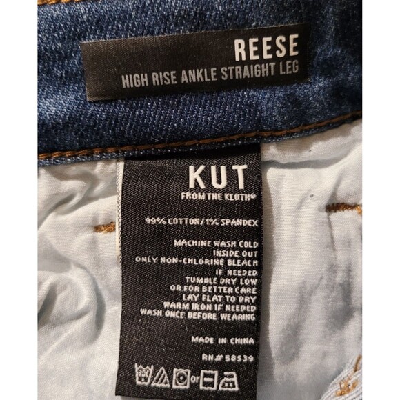 Kut from the Kloth REESE High Rise Ankle Straight Denim Jeans Raw Hem Size 0 29W - Picture 5 of 7